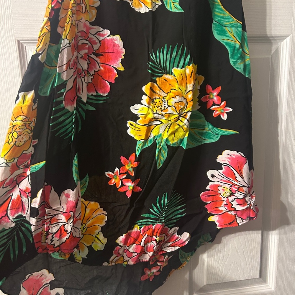 Old Navy Black Floral Tank with Yellow, Pink & Green Print - Picture 3 of 5